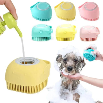 Soft Silicone Pet Brush With Shampoo Pouch