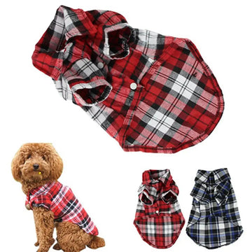 Chic Summer Plaid Pet T-Shirt