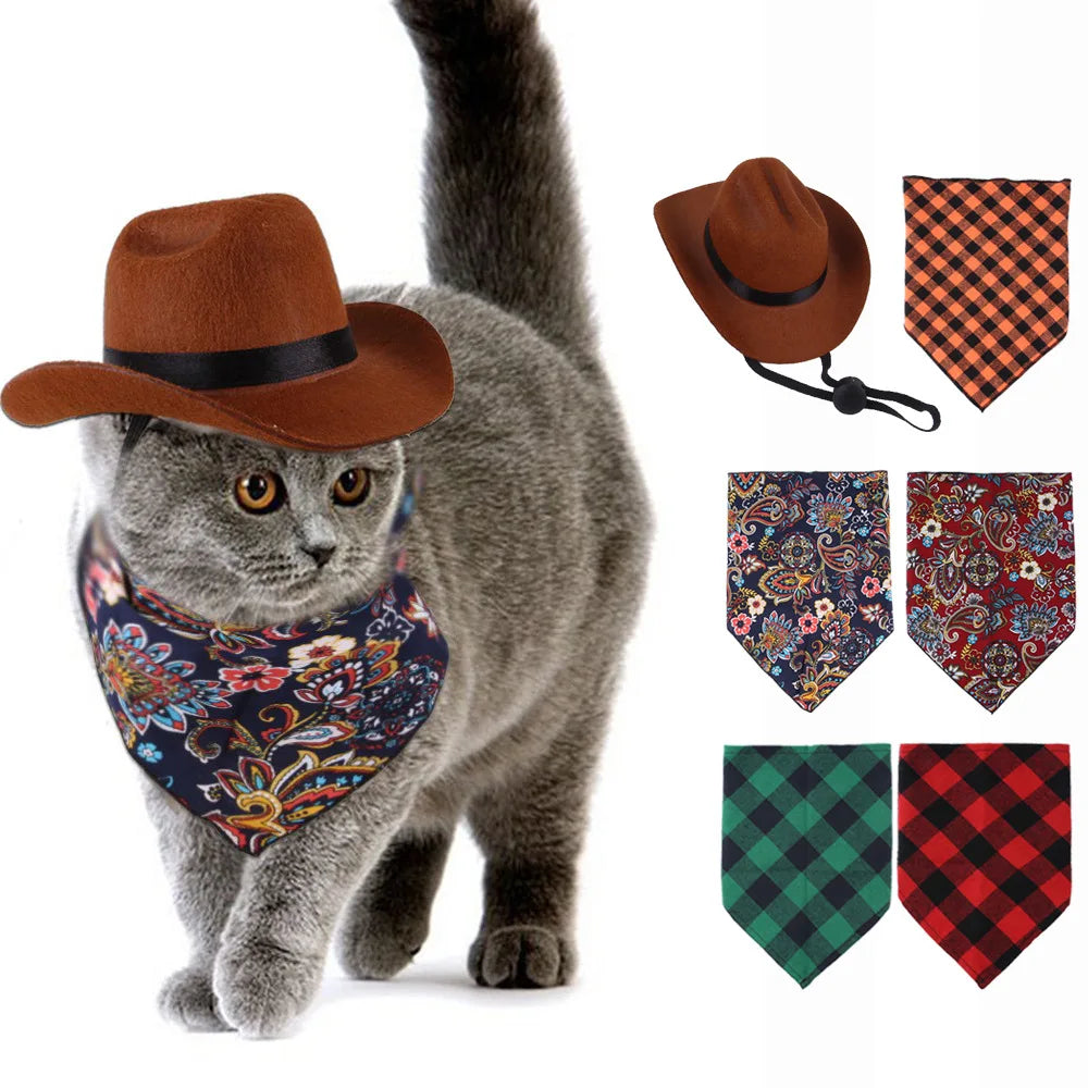 Funny Pet Cowboy Hat & Bandana Set