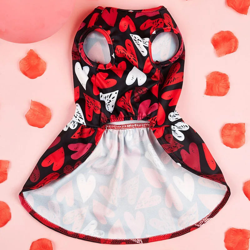 Pet Princess Dress Heart Print